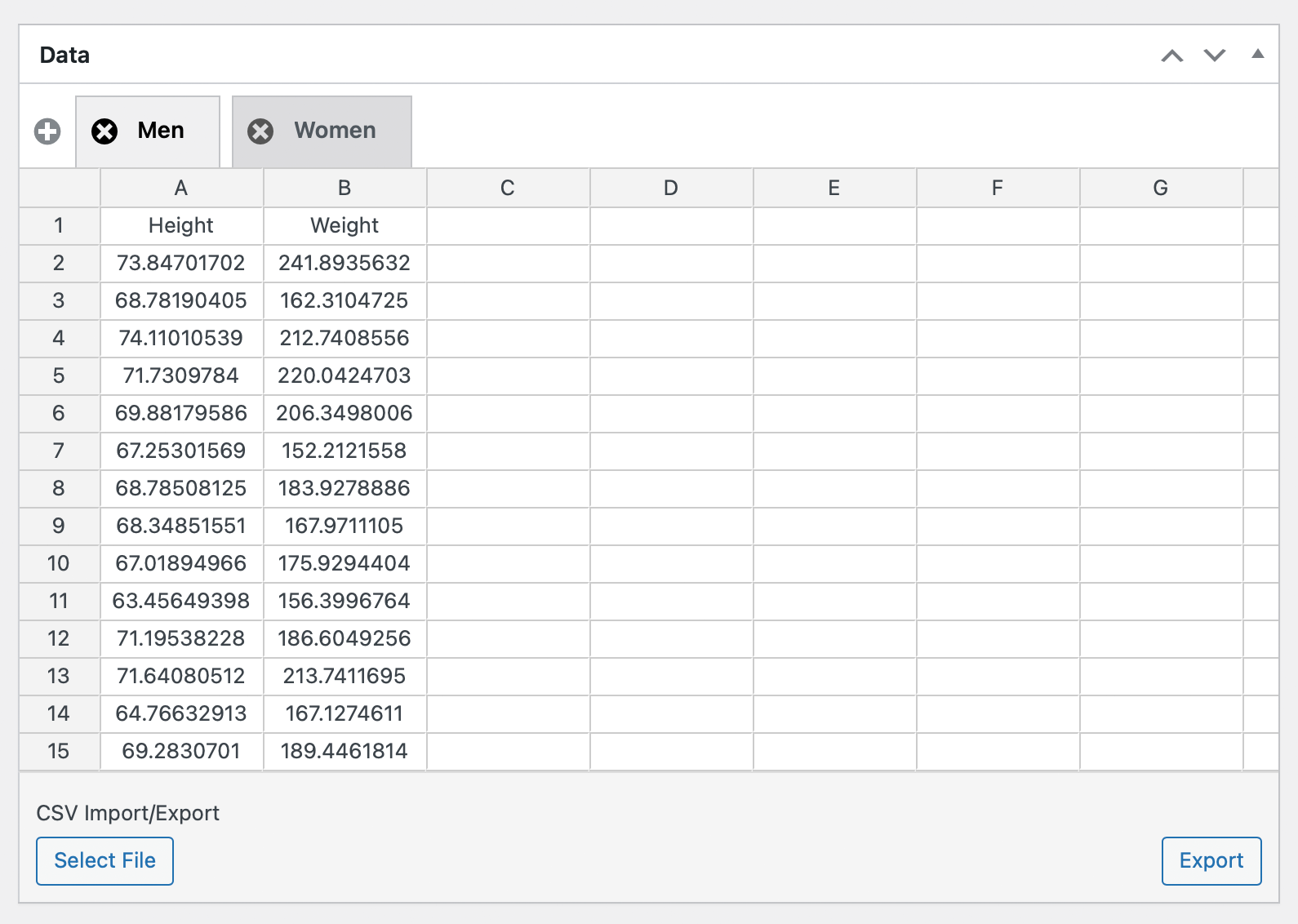 Multi Spreadsheet Interface